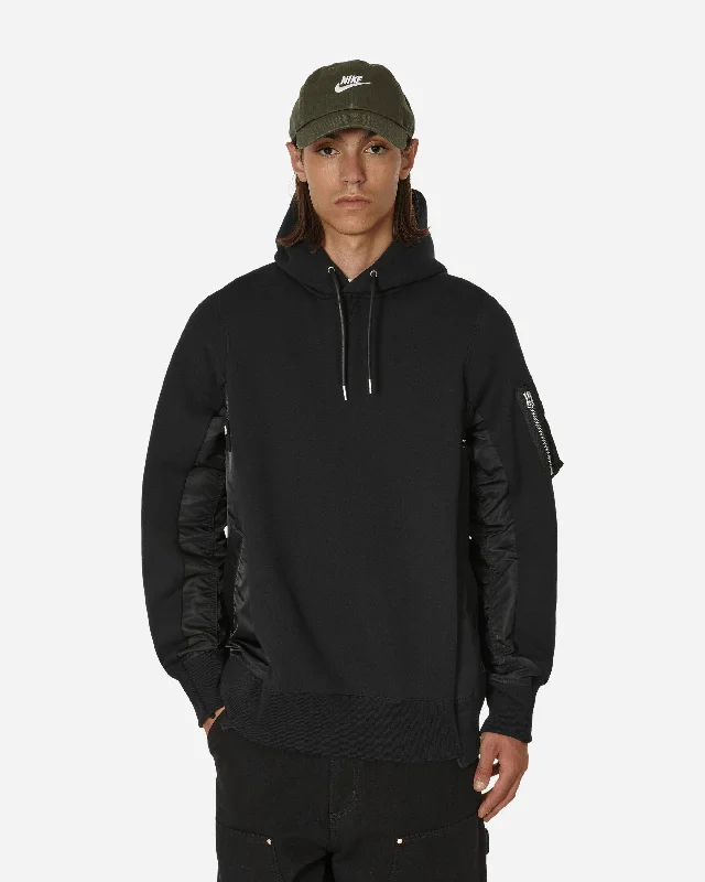 Sponge Sweat x Nylon Twill Hooded Sweatshirt Black