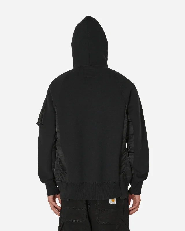 Sponge Sweat x Nylon Twill Hooded Sweatshirt Black