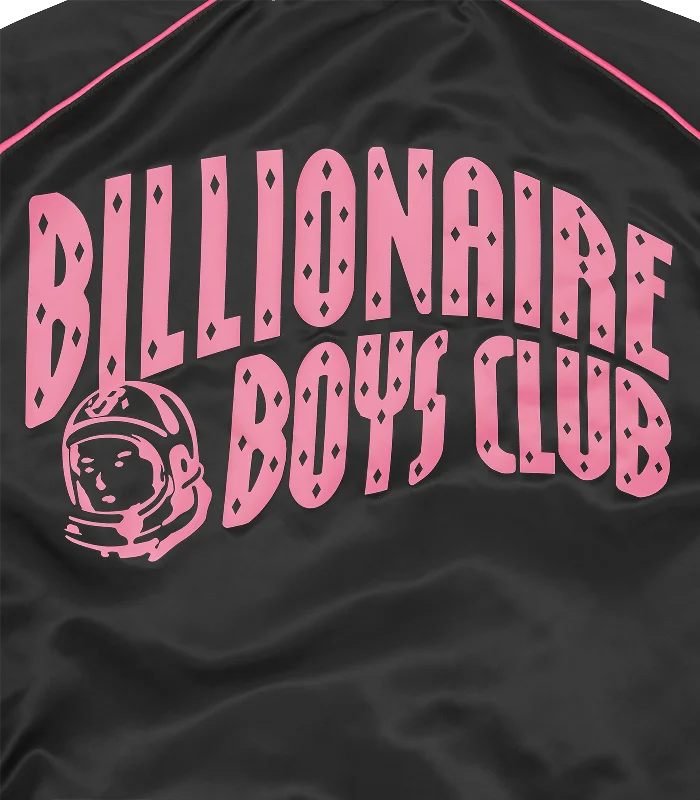 SATIN BOMBER JACKET - BLACK/PINK