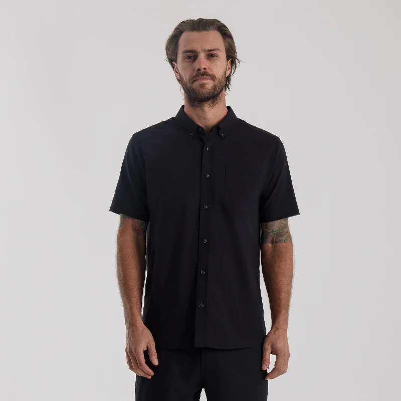 Scholar Stretch Button Up Shirt - Black