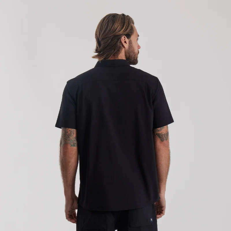 Scholar Stretch Button Up Shirt - Black