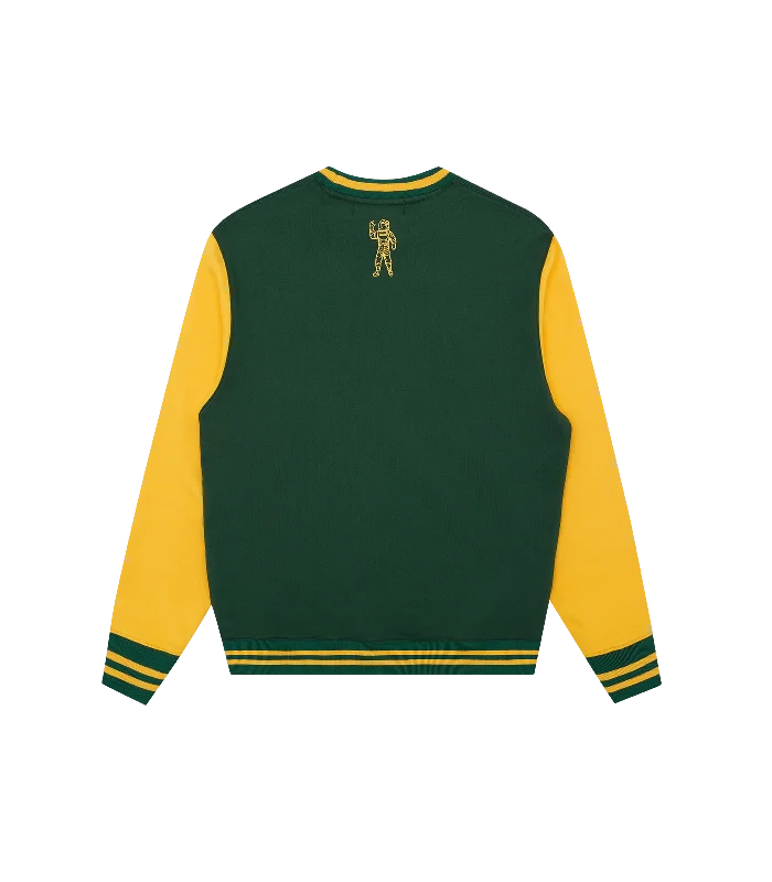 SERIF LOGO COLOURBLOCK CREWNECK - GREEN/YELLOW