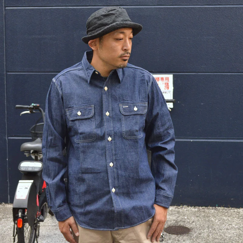 SUGAR CANE ""SC27852"" BLUE DENIM L/S WORK SHIRT