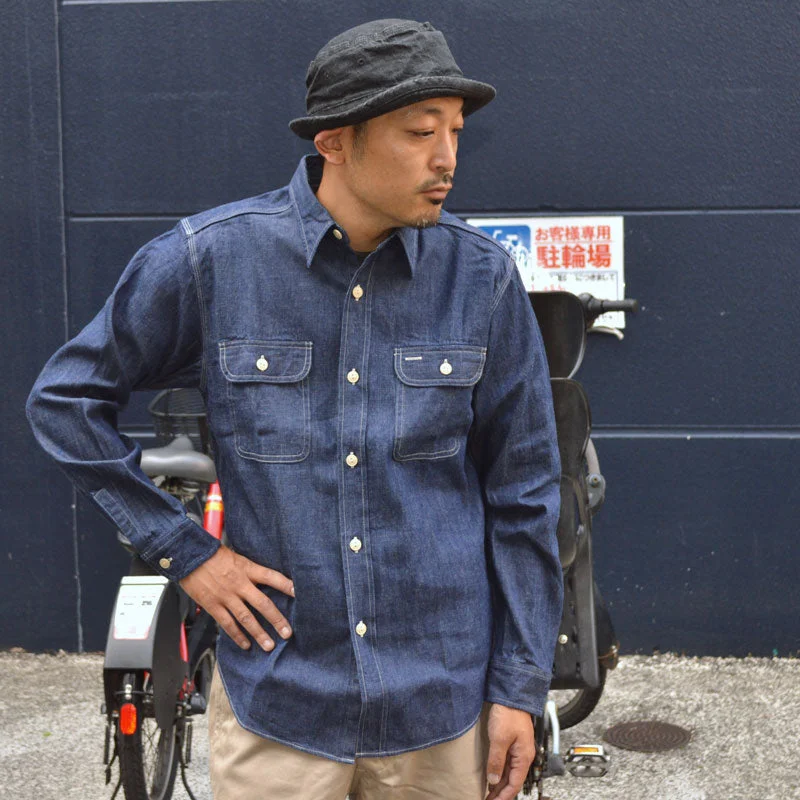 SUGAR CANE ""SC27852"" BLUE DENIM L/S WORK SHIRT