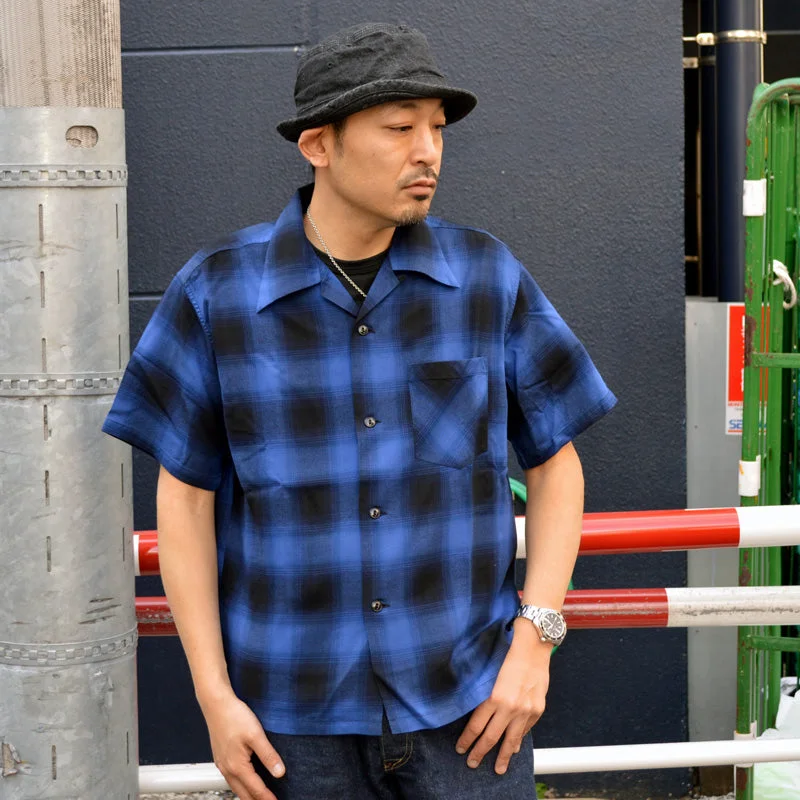 SUGAR CANE ""SC39297"" RAYON OMBRE CHECK S/S OPEN SHIRT