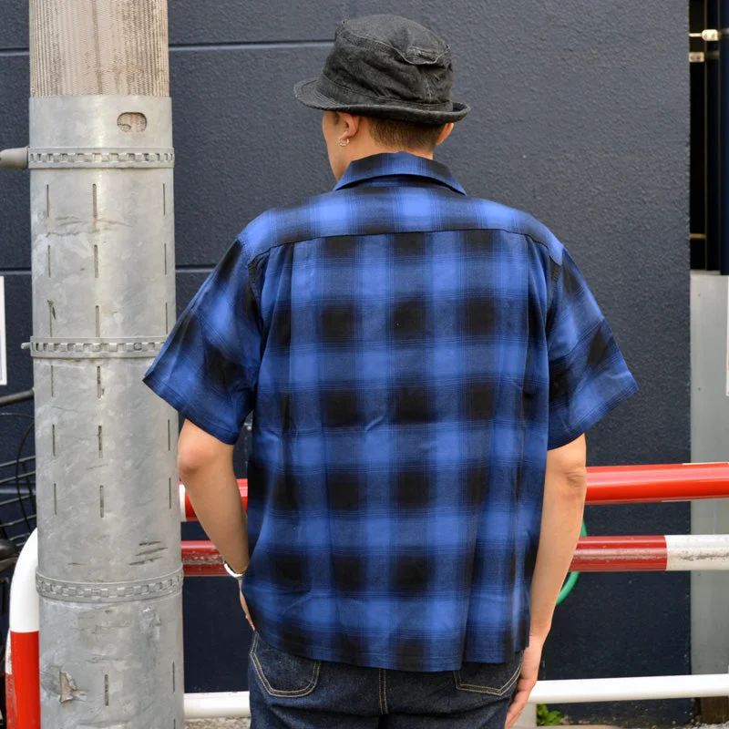 SUGAR CANE ""SC39297"" RAYON OMBRE CHECK S/S OPEN SHIRT