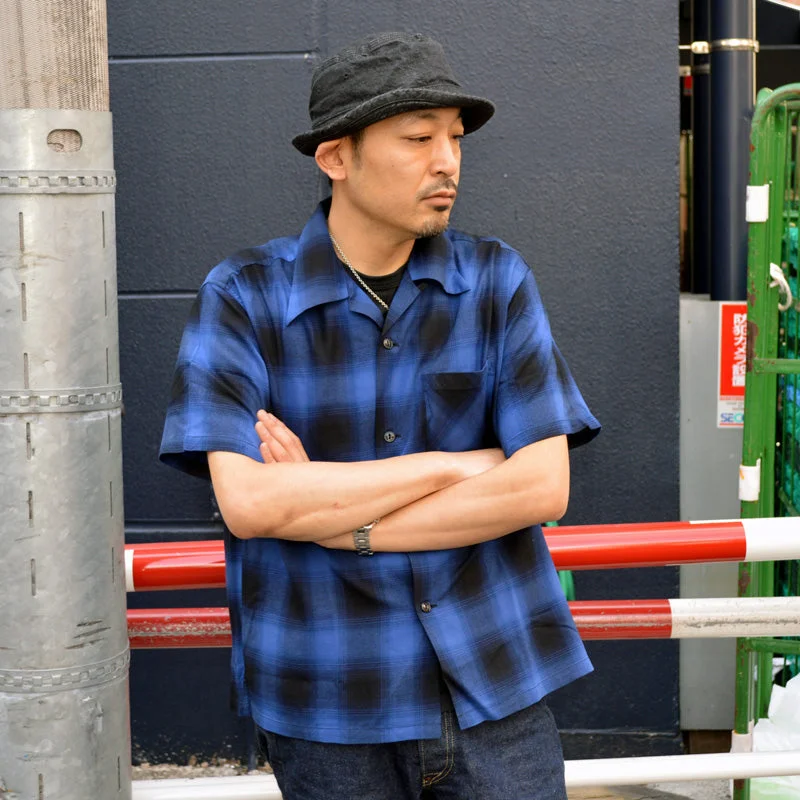 SUGAR CANE ""SC39297"" RAYON OMBRE CHECK S/S OPEN SHIRT