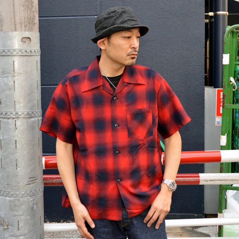 SUGAR CANE ""SC39297"" RAYON OMBRE CHECK S/S OPEN SHIRT