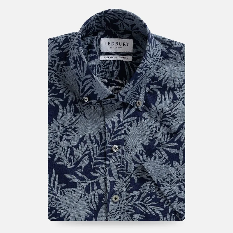 The Indigo Onaway Cotton Linen Tropical Print Custom Shirt