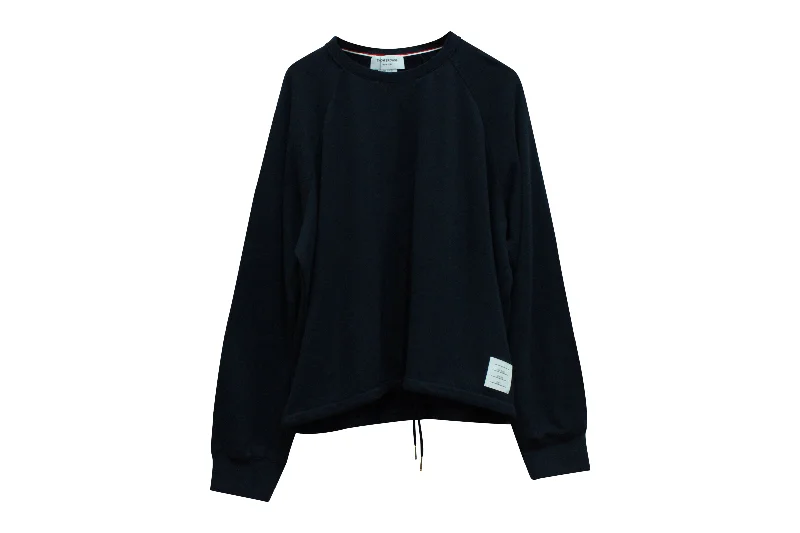 Thom Browne Raglan Sweater in Navy Blue Merino Wool