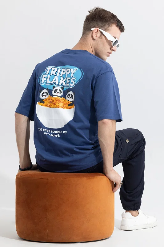 Trippy Flakes Blue Oversized T-Shirt