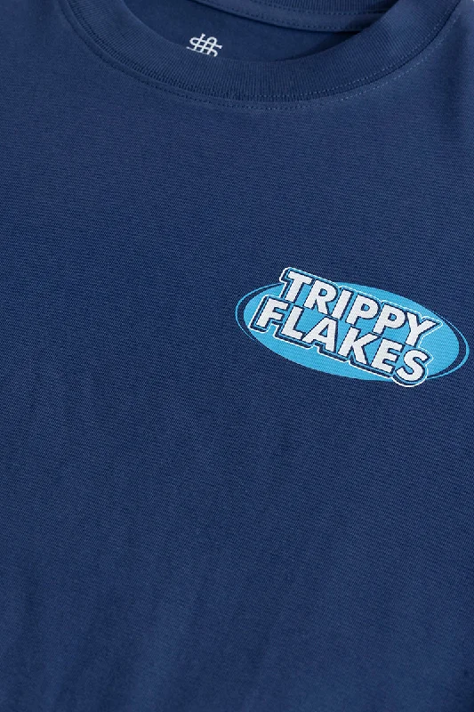 Trippy Flakes Blue Oversized T-Shirt