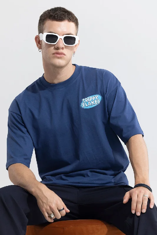 Trippy Flakes Blue Oversized T-Shirt