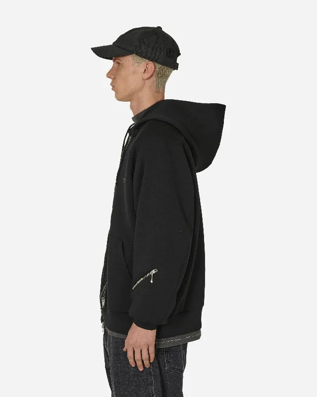 Double Zip Up Hoodie Black