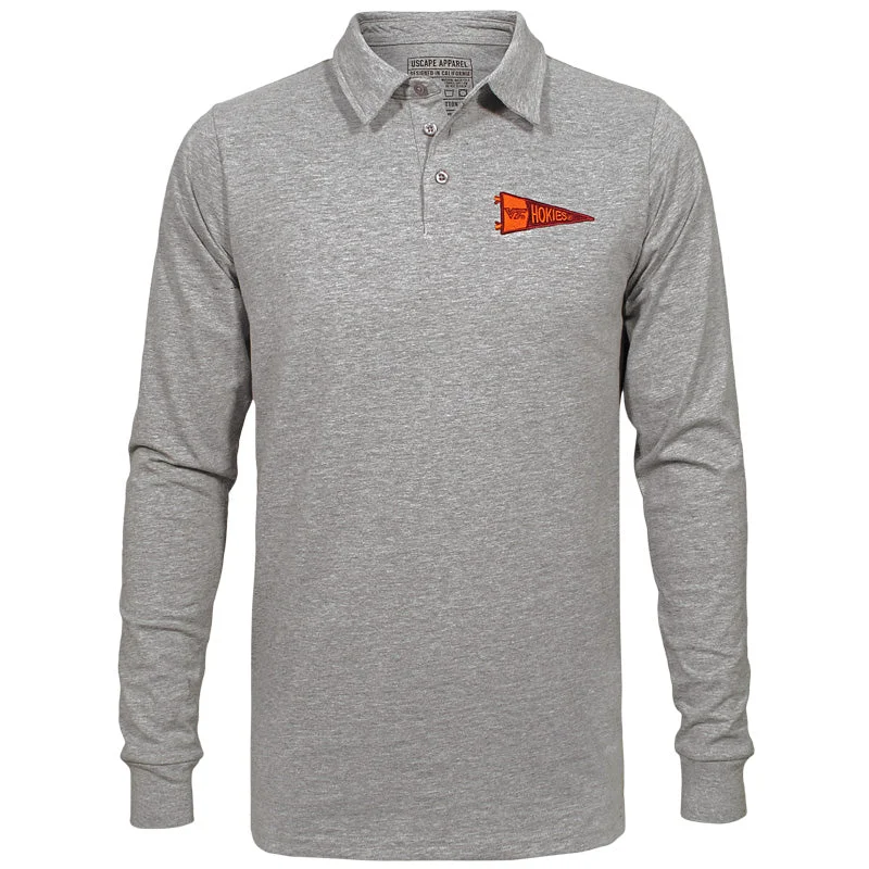 Virginia Tech Men's Long-Sleeved Polo: Heather Gray