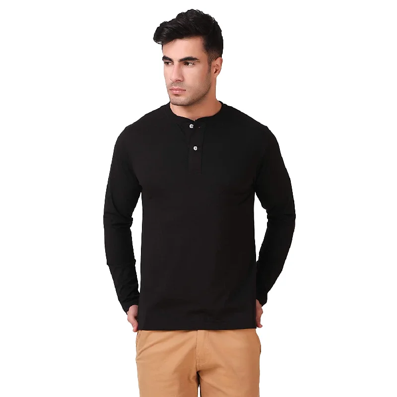 Black Henley T-Shirt For Men