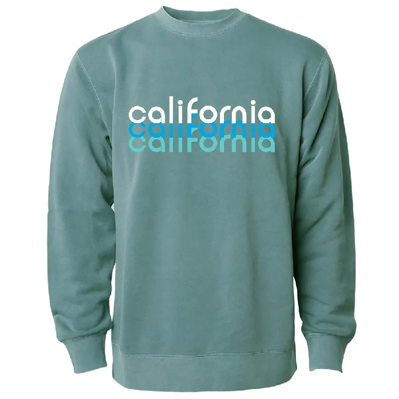 California Ocean Tones Pigment Dyed Crewneck Alpine Green