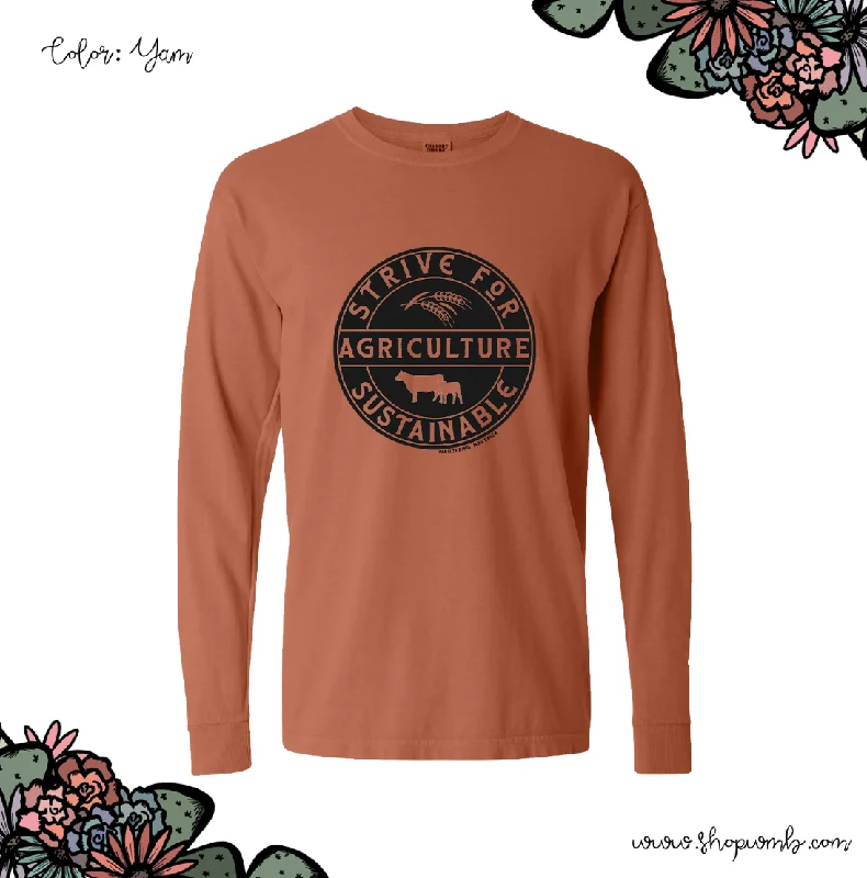 Strive For Sustainable Agriculture Black Ink LONG SLEEVE T-Shirt (S-3XL) - Multiple Colors!