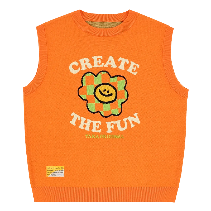 TAKA Original Fun Growing Daisy grandpa style check flower vest