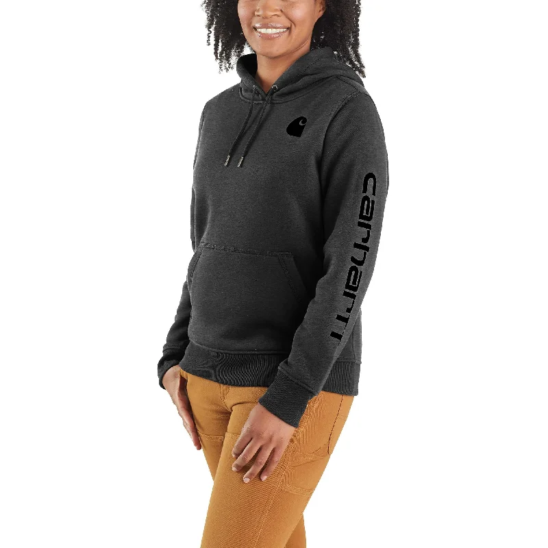 Women's Relaxed Fit Midweight Logo Sleeve Graphic Hooded Sweatshirt